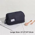 Large navy blue double-layer travel toiletry bag with waterproof nylon and top handle - Large / Navy Blue