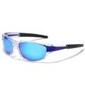Polarized sports sunglasses with blue mirrored lenses and transparent frame for outdoor cycling - Transparent Frame Blue Mirror