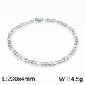 Bracciale Figaro in acciaio al titanio argento, lunghezza 230 mm e larghezza 4 mm - Acciaio 4mm / 17cm