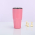 Insulated 30oz stainless steel tumbler in matte pink finish with clear lid and chess decor - 30oz / Painted Pink