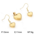 Golden heart-shaped stainless steel jewelry set including earrings and pendant - Jewelry Set (KS16558-Z)
