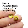 Detail of 10mm gold flower bead caps with frosted texture for DIY jewelry making - No.16 (Dia 10mm/Hole 2mm)