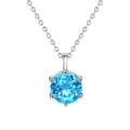 S925 sterling silver necklace featuring a round-cut blue moissanite pendant in six-claw setting - 0.5 Carat Swiss Blue Crystal/White Gold