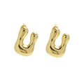 Minimalist 18k gold plated copper balloon letter U earring studs with a polished finish - Style-U