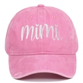 Pink vintage washed cotton baseball cap featuring mimi embroidery for Mother's Day gift - Adjustable / Pink