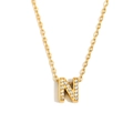 Collana in acciaio placcato oro 18K con ciondolo lettera N con diamanti incastonati - Oro - Lettera N