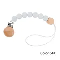 Silicone and beech wood pacifier clip with light grey beads in color 64 design - Style 64 Navy Multi-color Floral