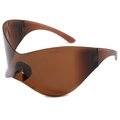 Futuristische Y2K oversized zonnebril in doorschijnende donkerbruine harsafwerking - Thee Frame Thee Lenzen