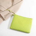Neon green woven leather clutch bag with a minimalist strap for modern fashion style - 25*2*20 / Grass Green
