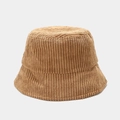 Close-up of the ribbed corduroy fabric texture on the camel bucket hat detail - M (56-58cm) / Camel