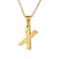 18K gold plated stainless steel necklace featuring a textured letter K pendant - Letter X / Gold