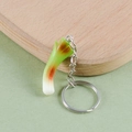 Realistic mini scallion keychain with green gradient detail and silver metal ring - Roasted Scallion - Keyring Style (3.5cm)