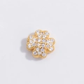 S925 sterling silver four leaf clover pendant with gold plating and cubic zirconia - Gold Four Leaf Clover Bead