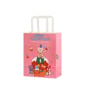 Pink Christmas gift bag with cartoon character and Merry Christmas text, 270x210x110mm size - Christmas Sweetheart-Pink