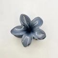 Translucent grey frangipani flower hair claw clip with a glossy finish for women - 8cm / Light Gray