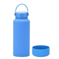 Blue matte 1L vacuum insulated stainless steel water bottle with non-slip silicone base - 1 L / Aqua Blue