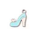 Light blue high heel charm with pink heart detail for DIY jewelry making and crafts - Blue UV Plated