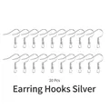 Set of 20 pieces silver earring hooks with coil and loop for DIY jewelry making - 20pcs Silver Ear Hooks