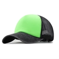 Detail of adjustable snapback closure and mesh ventilation on two-tone trucker hat - Adjustable / Fluorescent Green