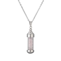 Dettaglio della collana con ciondolo a boccetta d'argento e pietre di cristallo rosa - Rosa (Quarzo Rosa)