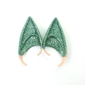 Latex elf ears for cosplay featuring vibrant green glitter finish and skin-tone base - 10CM OPP Bag / Army Green Glitter (10CM)