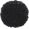 Close-up of smooth round black beads with center holes for DIY jewelry making craft - 4mm 1200pcs/pack / Black