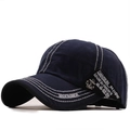 Gorra de béisbol de algodón azul marino con costuras blancas y colgante de ancla - Azul Marino