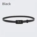 Women's minimalist black genuine leather belt with matching black rectangular buckle - 105cm / Black