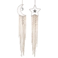 Detail of bohemian woven moon and star dream catchers with tassels and metal charms - Moon and Star (T-7504)
