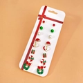 7-pair Christmas stud earring set featuring Santa Claus, reindeer, and festive charms - Christmas Earring Set (HZS2309-2)