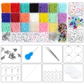 24-grid DIY jewelry kit with colorful glass seed beads and alphabet charms - Box 7 (28 Grids Mixed Kit)