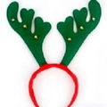 Classic red and green reindeer antler headband with golden bead accents for Christmas party - TK13GR (Green Large Long Antler Headband)