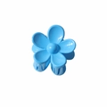 Sky blue five-petal flower hair claw clip with a glossy finish for daily hairstyling - 3.5cm / Glossy Bright Blue