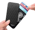 Λεπτομέρεια πορτοφολιού RFID από άνθρακα με θήκη κερμάτων και υποδοχές καρτών - Στυλ Πλευρικής Ολίσθησης με Θήκη για Κέρματα / Μαύρο
