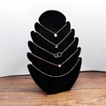Black velvet L-shaped necklace display stand with five various pendant jewelry chains - Flame Shape / Black Flame Board