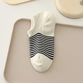 Fantasmini in cotone a righe color bianco crema con sottili strisce nere - Taglia unica / Bianco