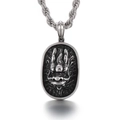Punk style silver dragon head pendant in vintage steel finish with twisted chain - Dragon Design (KP99627-KJX)