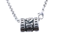 Vintage stainless steel cylinder pendant necklace with engraved Tibetan characters - Steel Color Pendant (No Chain) (B0422)