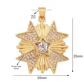 Detailed view of a gold-plated star pendant with cubic zirconia and 25mm dimensions - Gold Octagonal Star Large Zircon