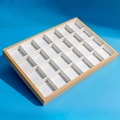 24-grid wooden jewelry display tray with white lining for rings and earrings - 24-Grid Tray