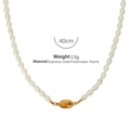 Minimalistische 40cm zoetwaterparelketting met roestvrijstalen kraal en knevelsluiting - Zoetwaterparelketting / 40CM