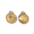 Detail of 18k matte gold Leo zodiac pendant with lion relief and star map engraving - Leo