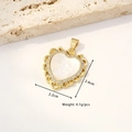 Golden heart-shaped shell pendant with crystal halo, size 2.4cm by 2.2cm - Heart Sun God (White Shell)