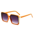 Square orange frame sunglasses with purple gradient lenses and gold metal accents - One Size / Orange Frame Gradient Grey Lens