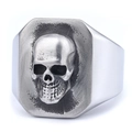 Anello teschio punk in acciaio inossidabile con finitura argento opaco vintage per uomo e donna - US 7 / Color Acciaio