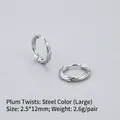 Twisted texture large stainless steel hoop earrings in polished steel color - Plum Twist (Large) / Steel