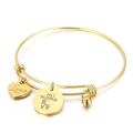 Gold adjustable heart charm bracelet with Love and mi mama engraved pendants - Style D(KB153326-Z)