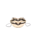 Mini gold lip-shaped metallic clutch bag with silver chain strap for women - Lip Shaped Gold