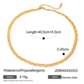 Collier maille serpent plate tressée en acier inoxydable doré à l'or fin 18 carats - Collier Chaîne Serpent Plate Tissée (JDNW2402003) / 40cm+5cm