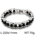 Industrial silver and black bicycle chain bracelet for men in stainless steel finish - 225x11mm / Silver Black Two-Tone Bracelet(KB43130-D)